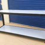 black shelf with white levels