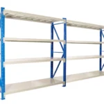 two large metal shelving units