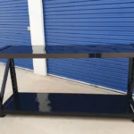 black metal shelving unit