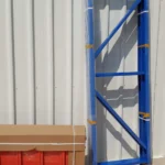 blue metal rack wrapped in bubble wrap