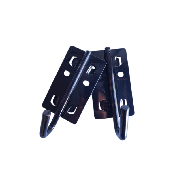 black metal brackets with hooks